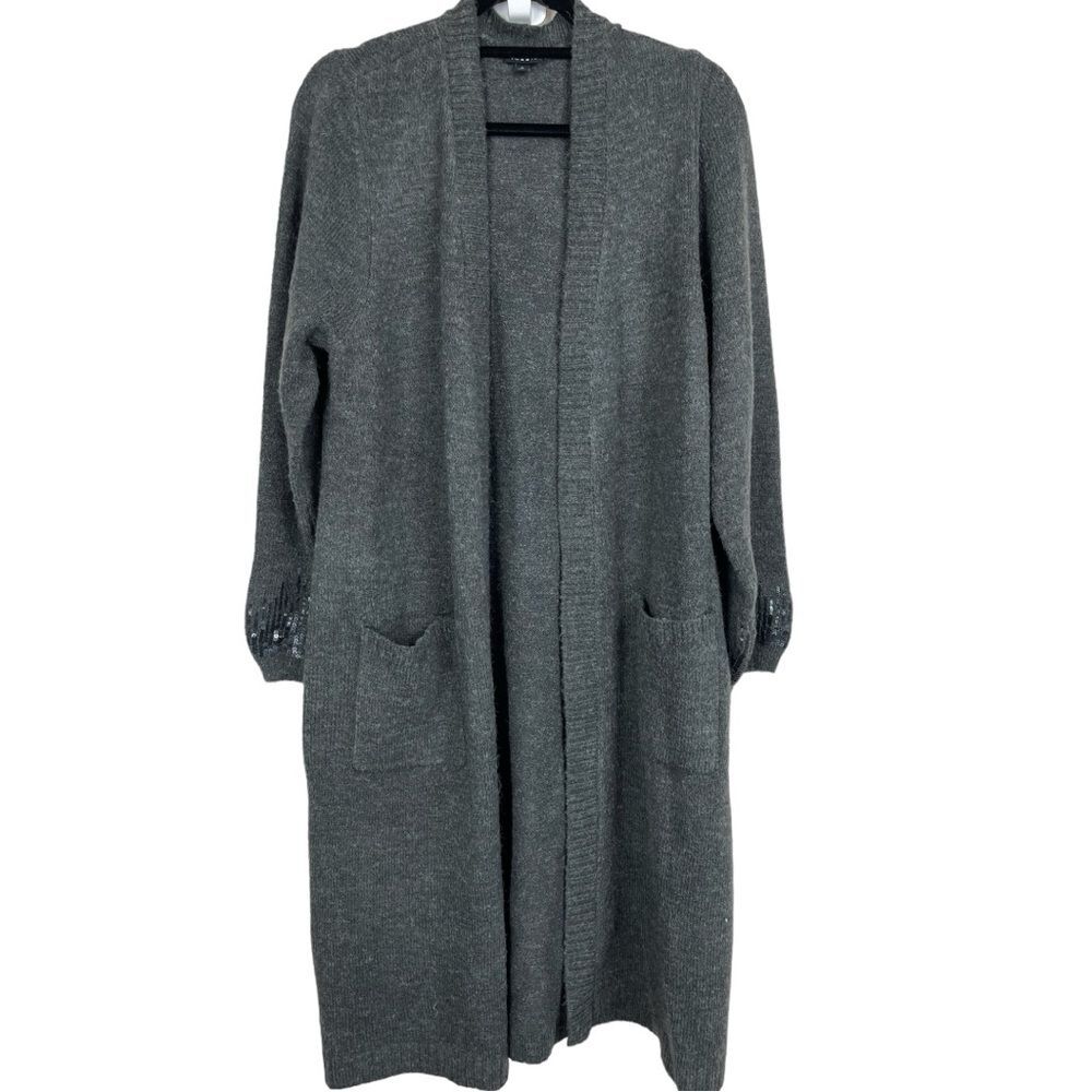 Torrid Long Sleeve Drop Shoulder Sequin Duster Sweater Cardigan Grey Size 0X